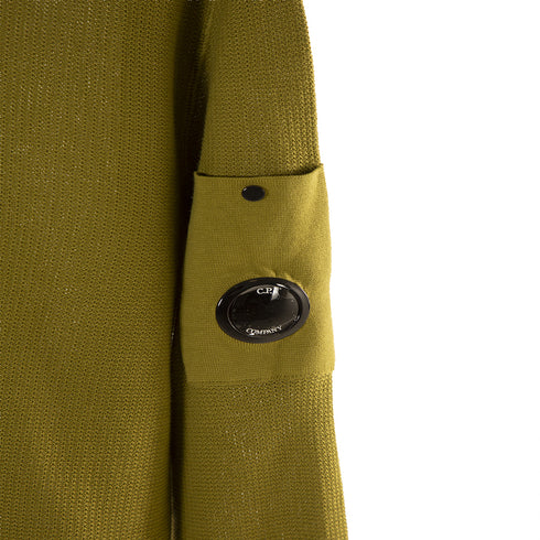 C.P. Company Cotton Crepe Ribbed Crew Neck Knit Green Moss 698 12CMKN147A-004128G Degli Uberti